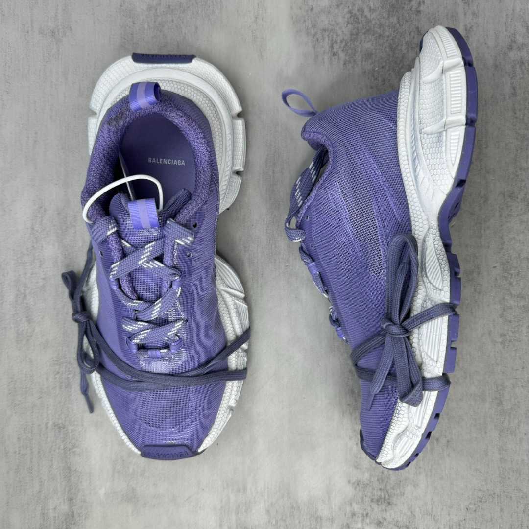Balenciaga 3XL Net Sneaker In Lilac And White Polyester - FashionPlug