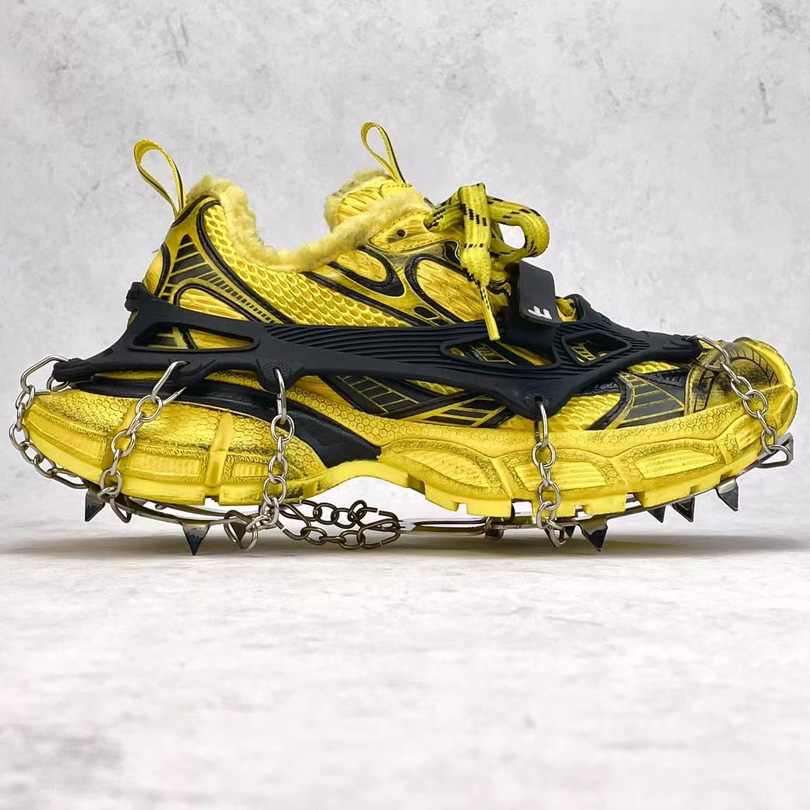 Balenciaga 3XL Ski Sneaker In Yellow And Black Mesh And Polyurethane - FashionPlug