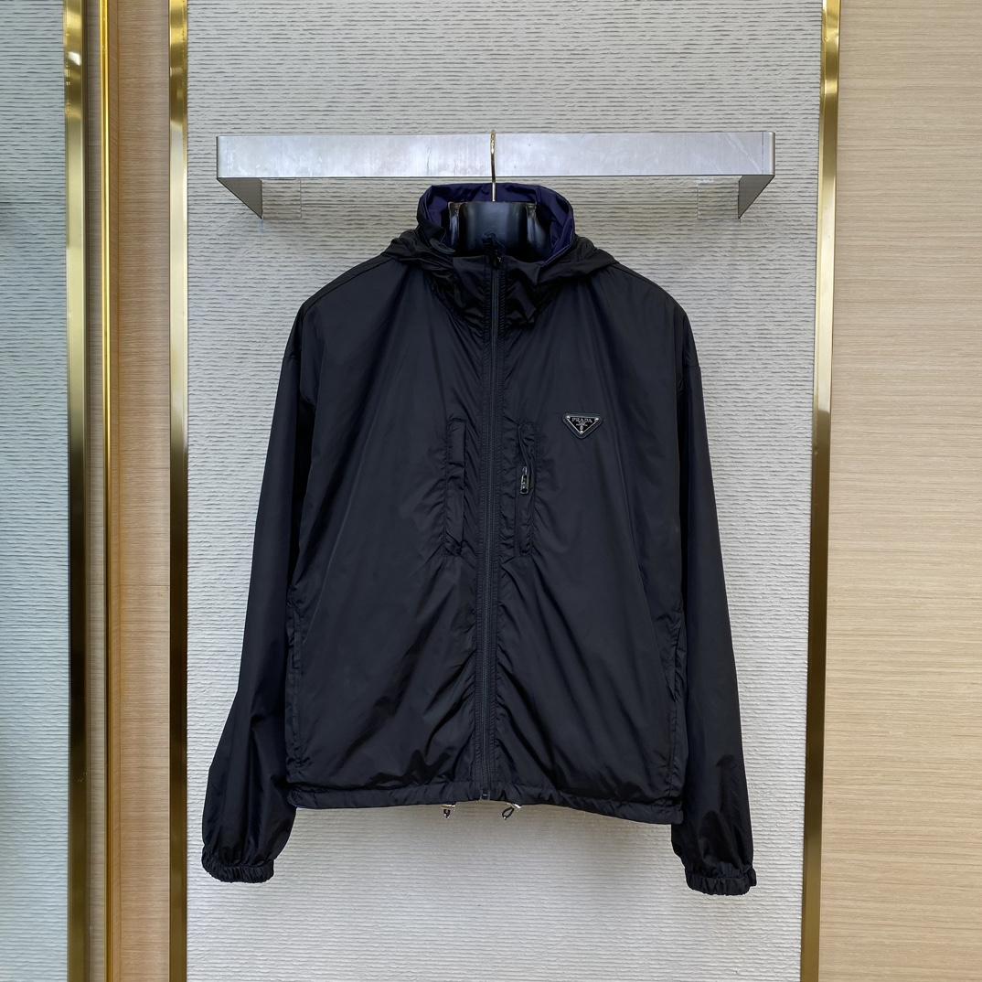 Prada Re-Nylon Reversible Hooded Jacket - FashionPlug