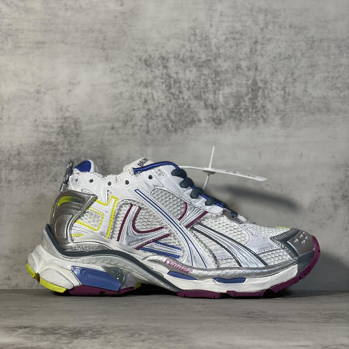 Balenciaga Runner Sneaker In Taupe And Blue Polyurethane And Polyester - FashionPlug