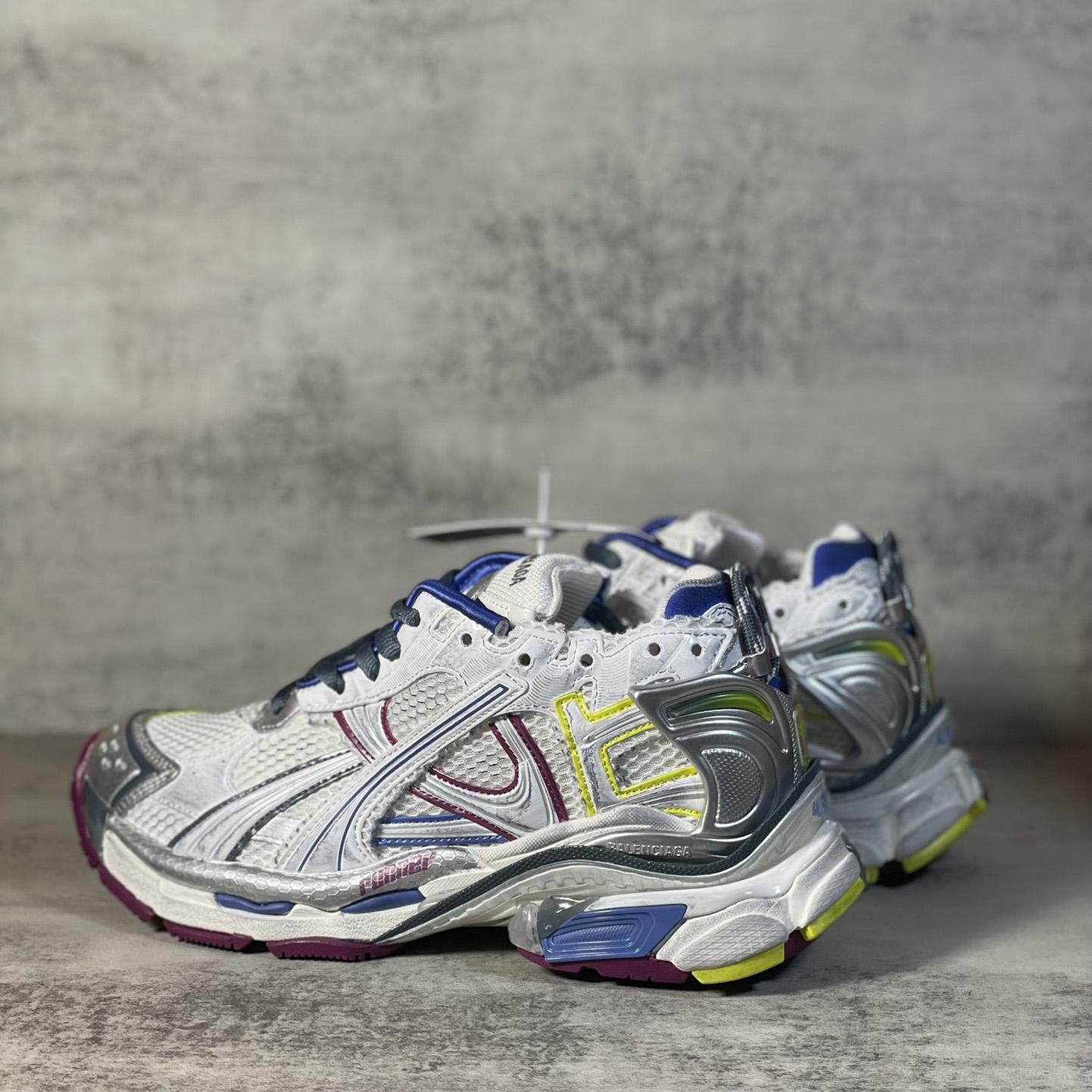 Balenciaga Runner Sneaker In Taupe And Blue Polyurethane And Polyester - FashionPlug