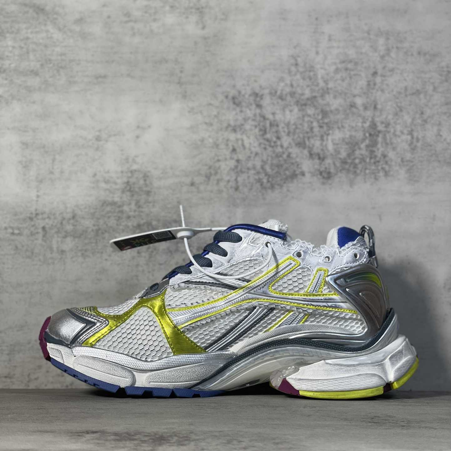 Balenciaga Runner Sneaker In Taupe And Blue Polyurethane And Polyester - FashionPlug