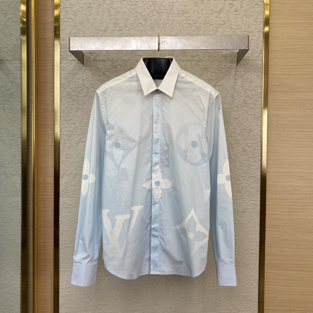 Louis Vuitton Monogram Printed Long-Sleeved Cotton Poplin Shirt  1AFXVW - FashionPlug