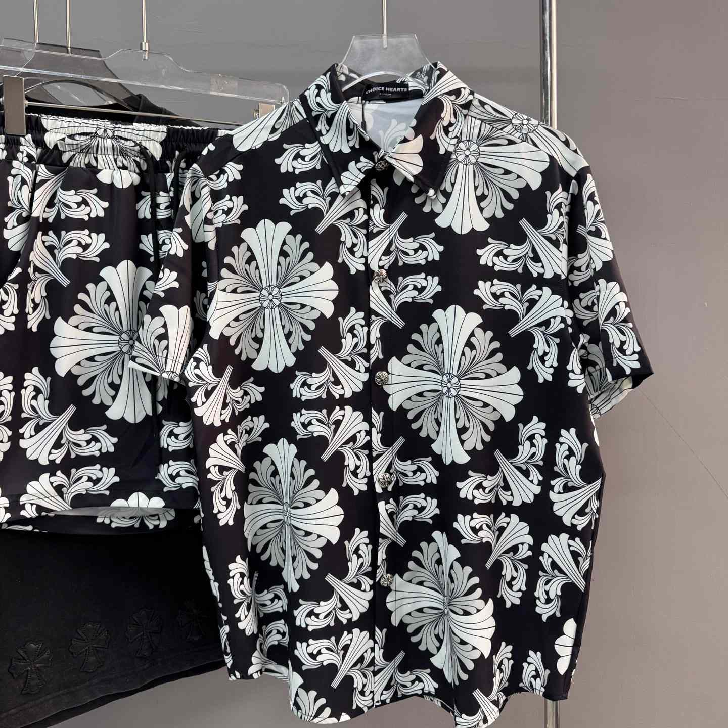 Chrome Heart Shirt & Shorts - FashionPlug