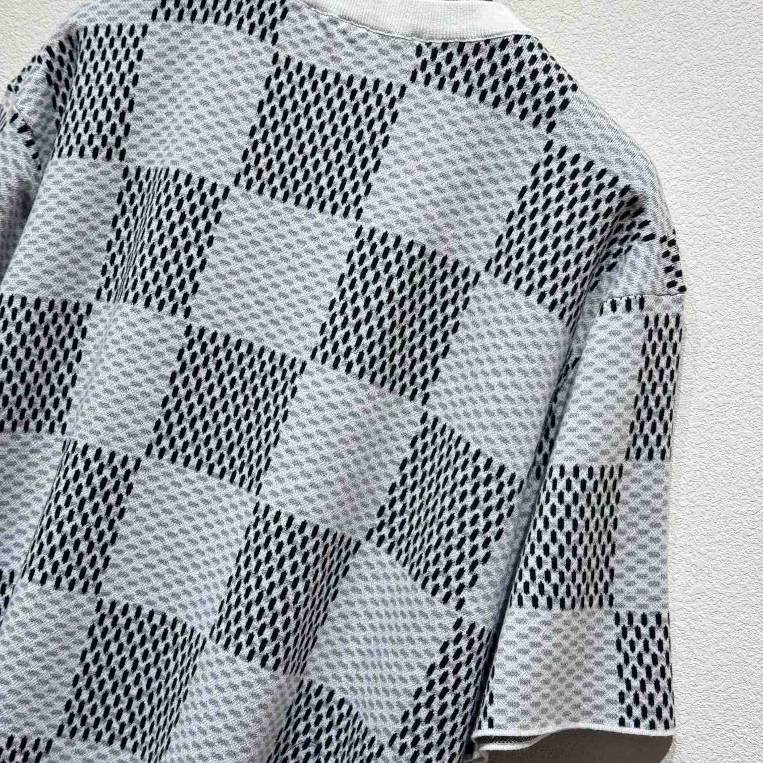 Louis Vuitton Damier Jacquard Short-Sleeved Crewneck   1AHEB7 - FashionPlug