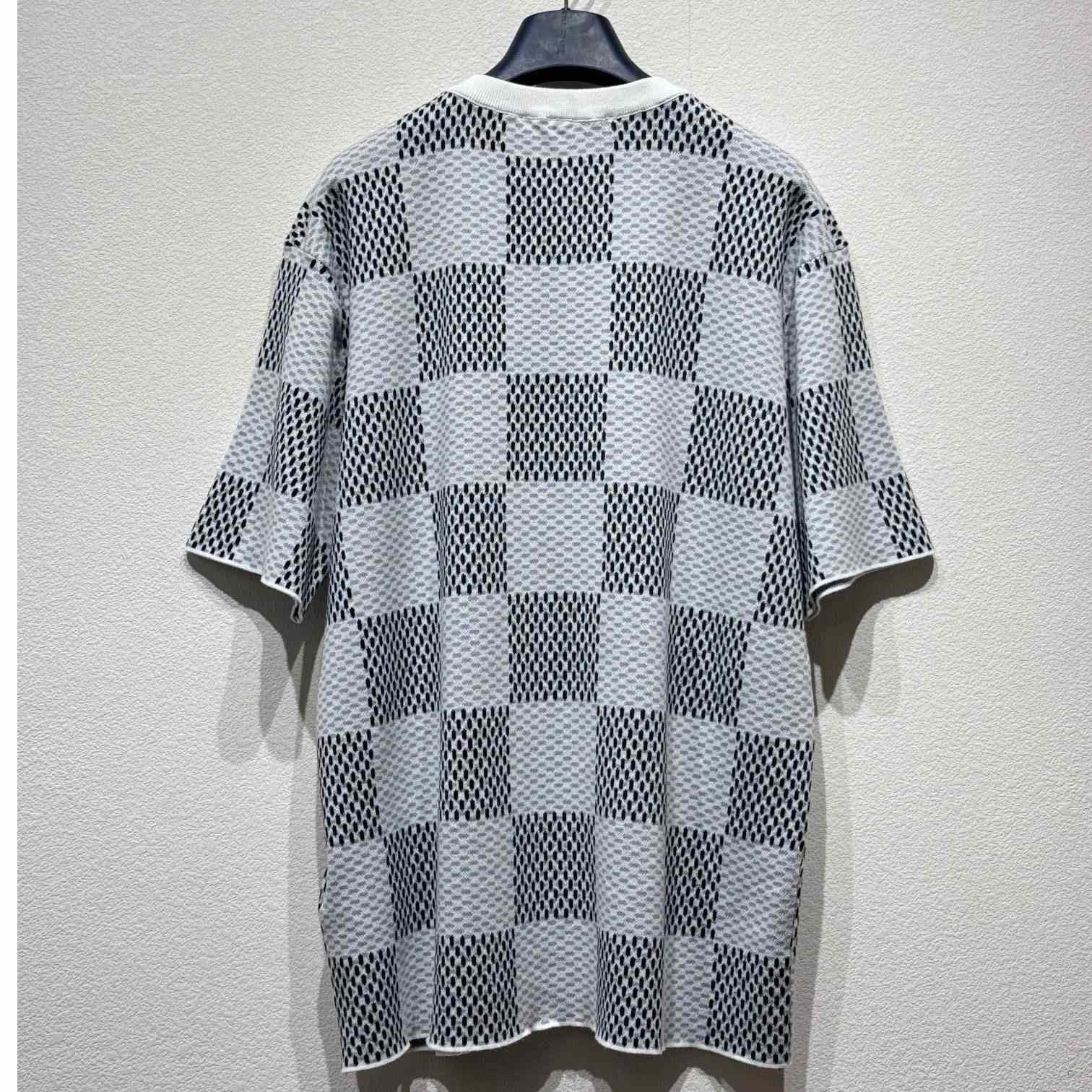 Louis Vuitton Damier Jacquard Short-Sleeved Crewneck   1AHEB7 - FashionPlug