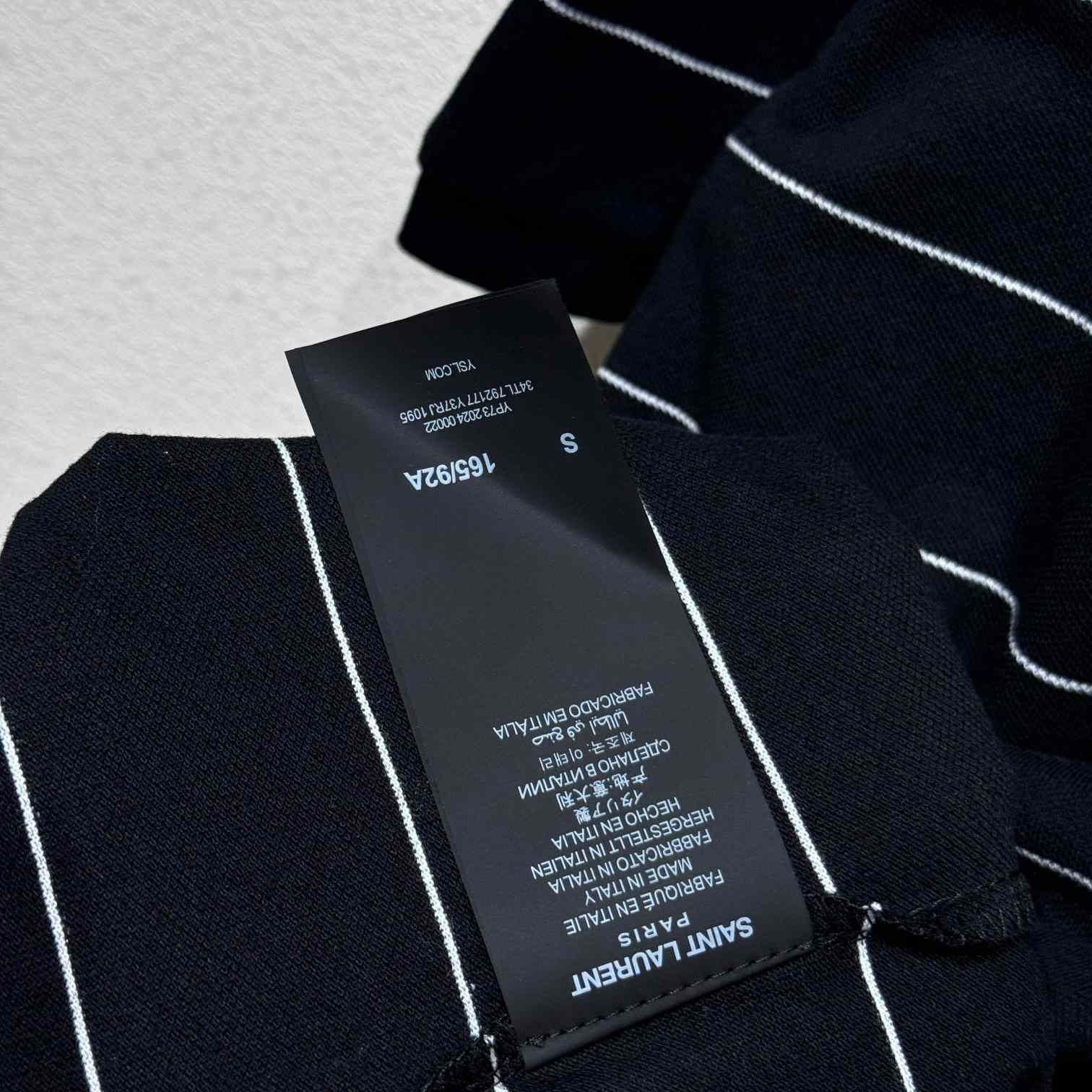 Saint Laurent Cassandre Polo Shirt In Striped Pique - FashionPlug