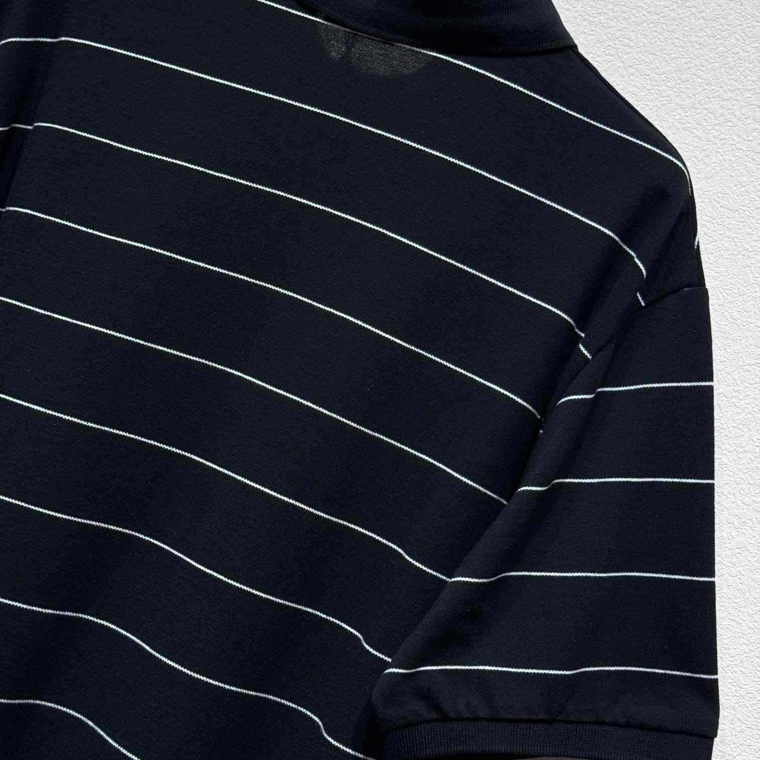 Saint Laurent Cassandre Polo Shirt In Striped Pique - FashionPlug