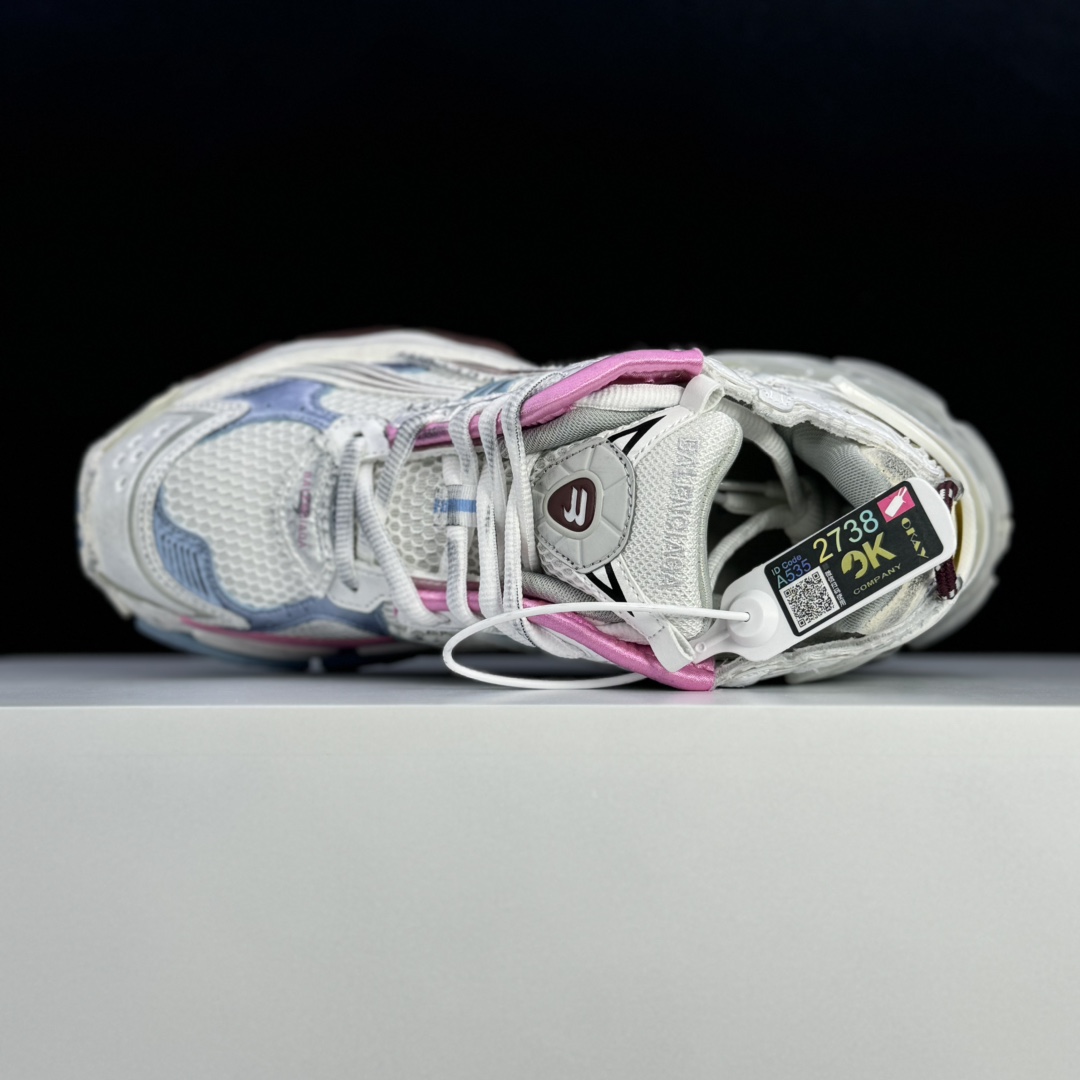 Balenciaga Runner Gradient Sneaker In White, Brown, Blue, Pink And Grey Mesh - FashionPlug