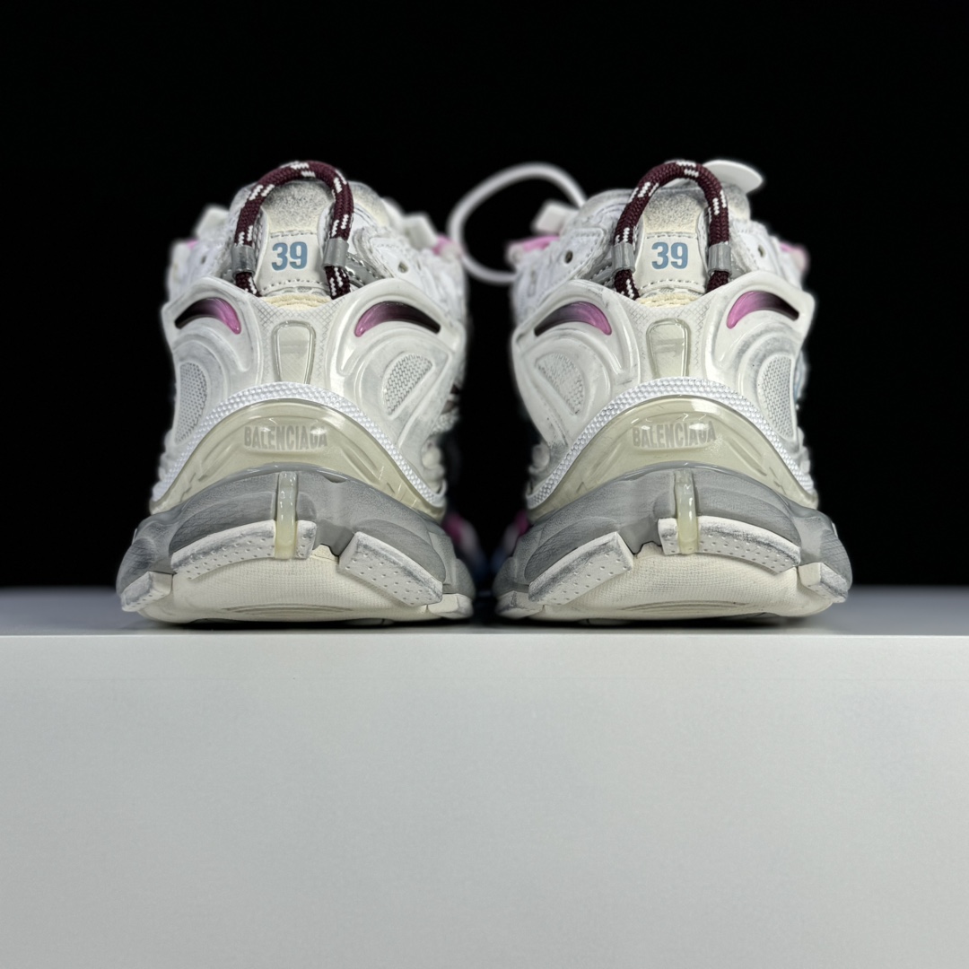 Balenciaga Runner Gradient Sneaker In White, Brown, Blue, Pink And Grey Mesh - FashionPlug