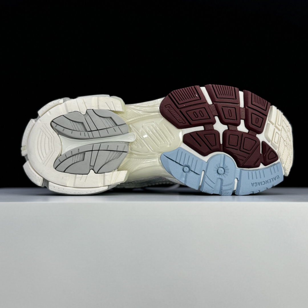 Balenciaga Runner Gradient Sneaker In White, Brown, Blue, Pink And Grey Mesh - FashionPlug