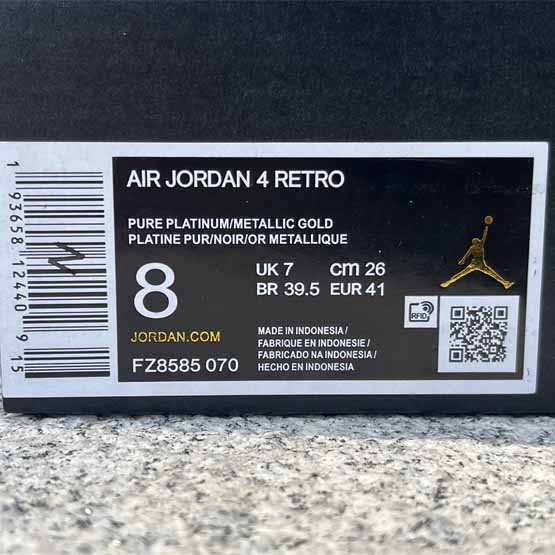 Jordan Air jordan 4 GS“Pure Platinum” Sneakers      FZ8585-070  - FashionPlug