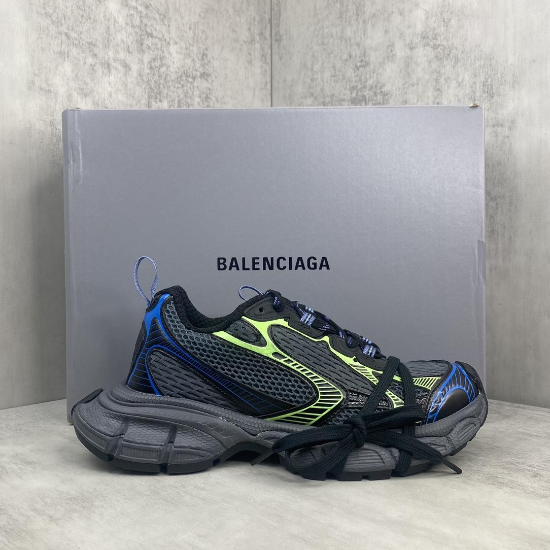 Balenciaga 3XL Sneaker In Dark Grey, Black, Blue And Green Mesh - FashionPlug