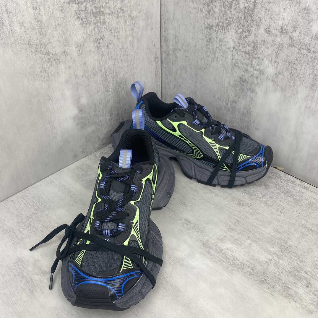 Balenciaga 3XL Sneaker In Dark Grey, Black, Blue And Green Mesh - FashionPlug