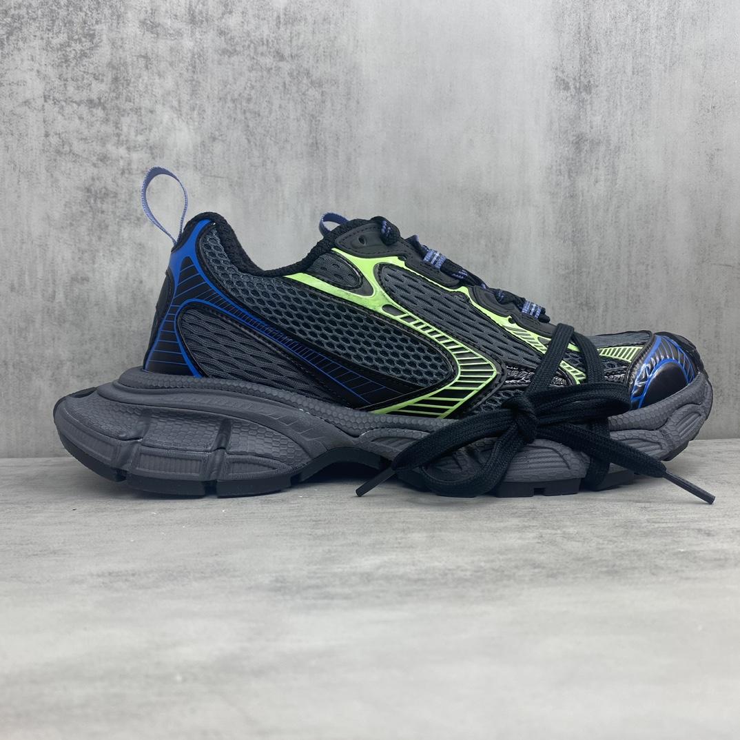 Balenciaga 3XL Sneaker In Dark Grey, Black, Blue And Green Mesh - FashionPlug