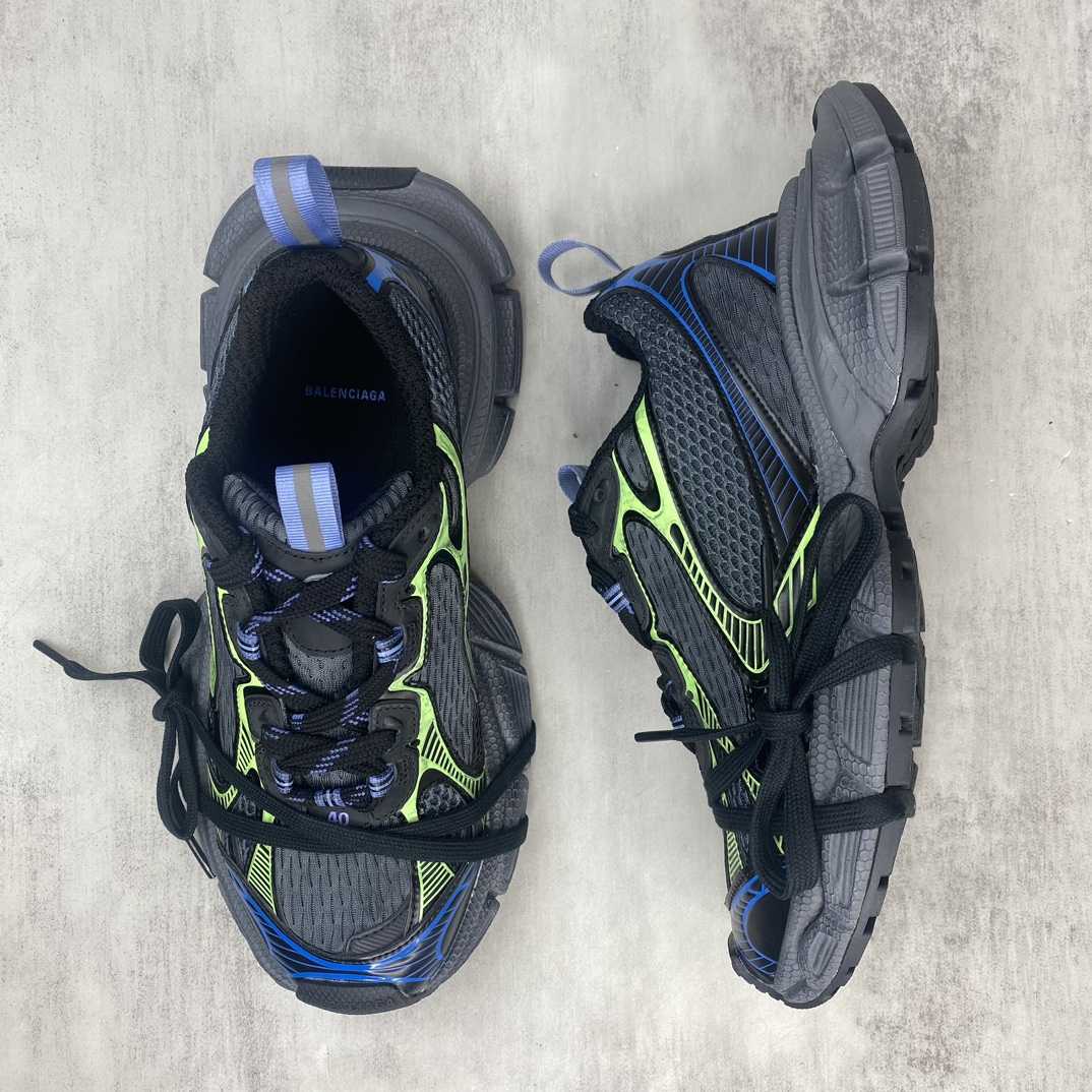 Balenciaga 3XL Sneaker In Dark Grey, Black, Blue And Green Mesh - FashionPlug