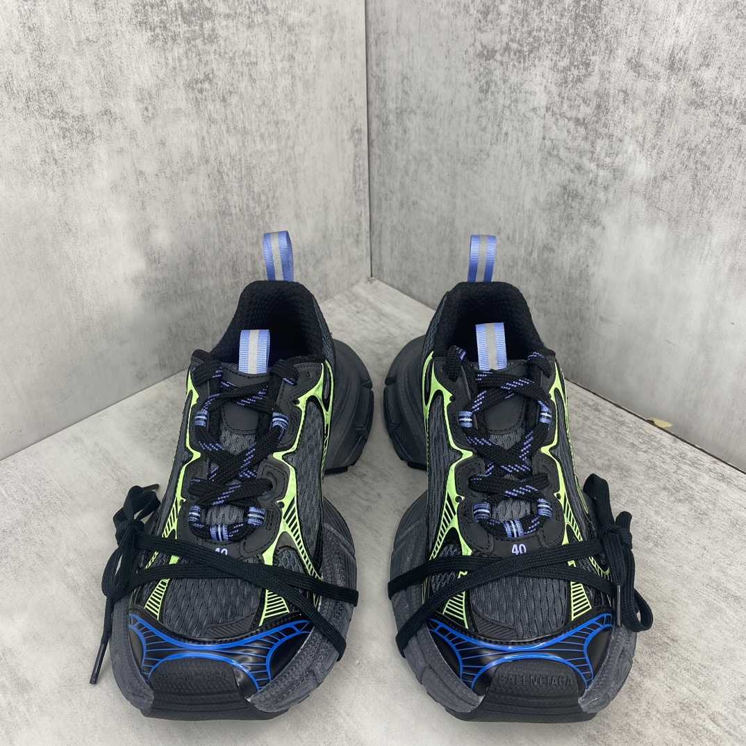 Balenciaga 3XL Sneaker In Dark Grey, Black, Blue And Green Mesh - FashionPlug