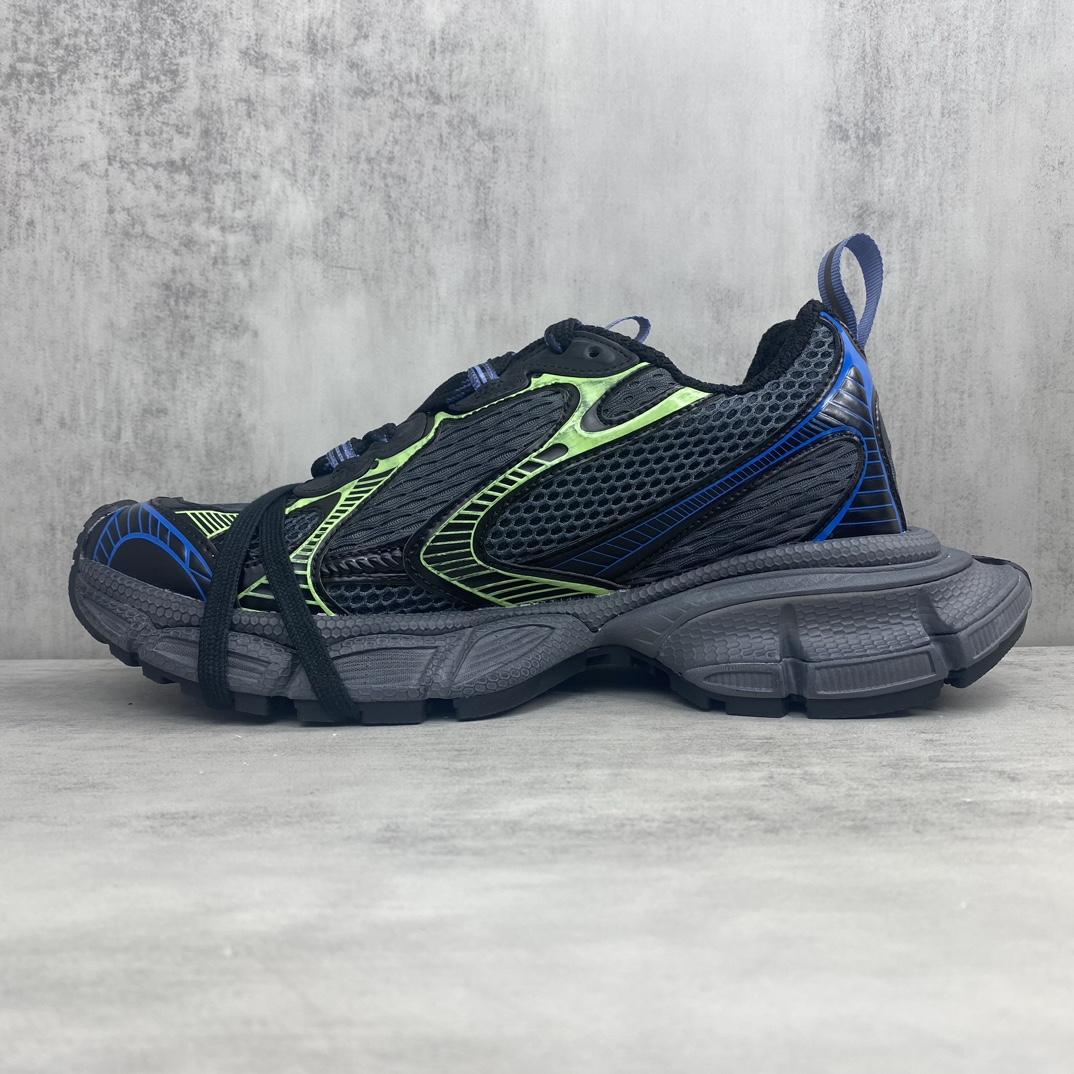 Balenciaga 3XL Sneaker In Dark Grey, Black, Blue And Green Mesh - FashionPlug