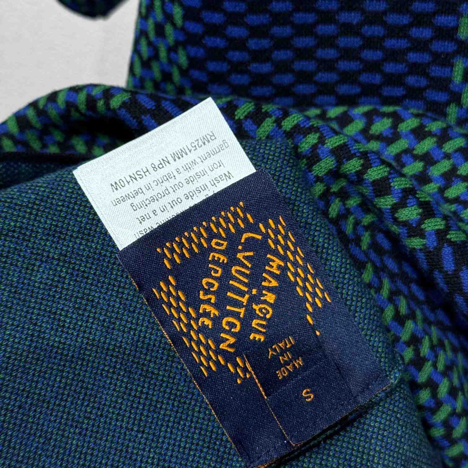 Louis Vuitton Jacquard Damier Short-Sleeved Cotton Crewneck   1AHBCT - FashionPlug