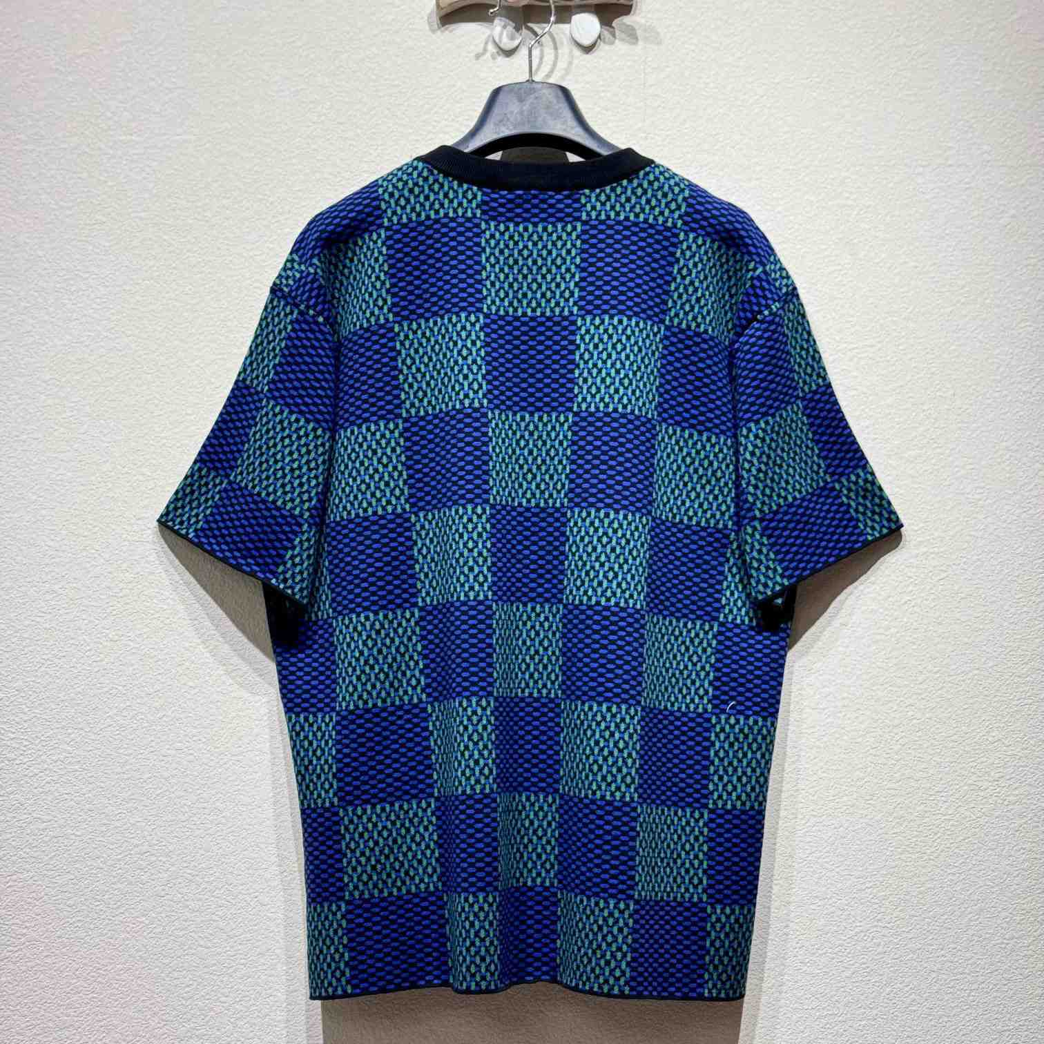 Louis Vuitton Jacquard Damier Short-Sleeved Cotton Crewneck   1AHBCT - FashionPlug