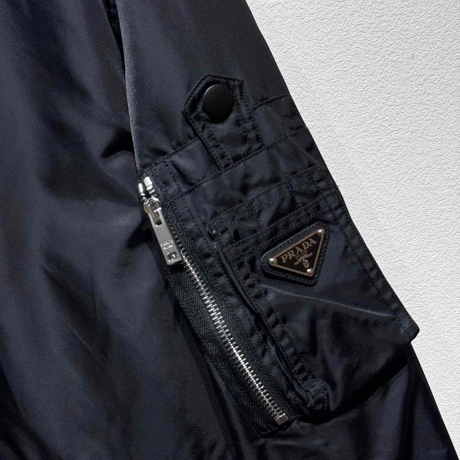 Prada Triangle-Logo Zipped Bomber Jacket  - FashionPlug
