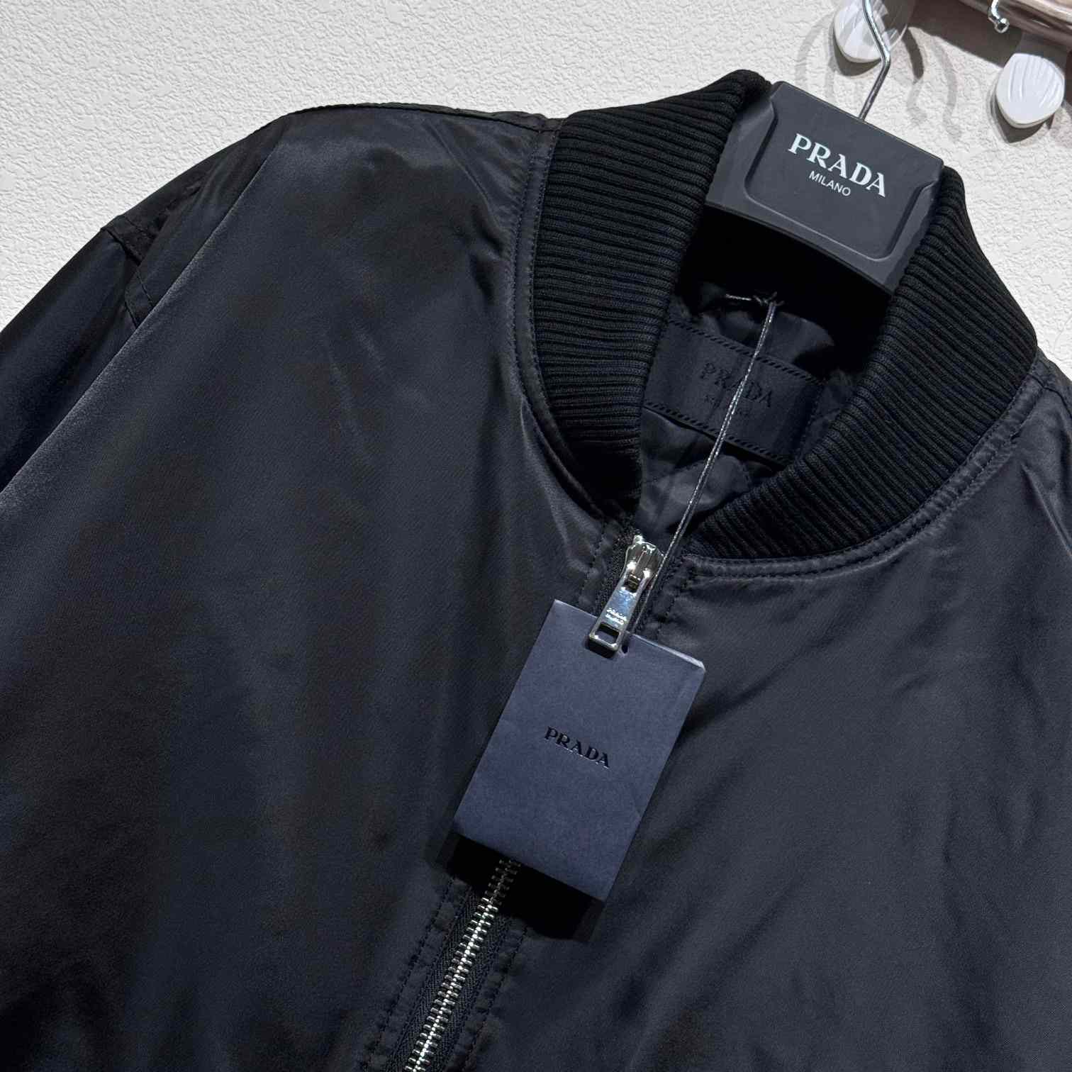 Prada Triangle-Logo Zipped Bomber Jacket  - FashionPlug