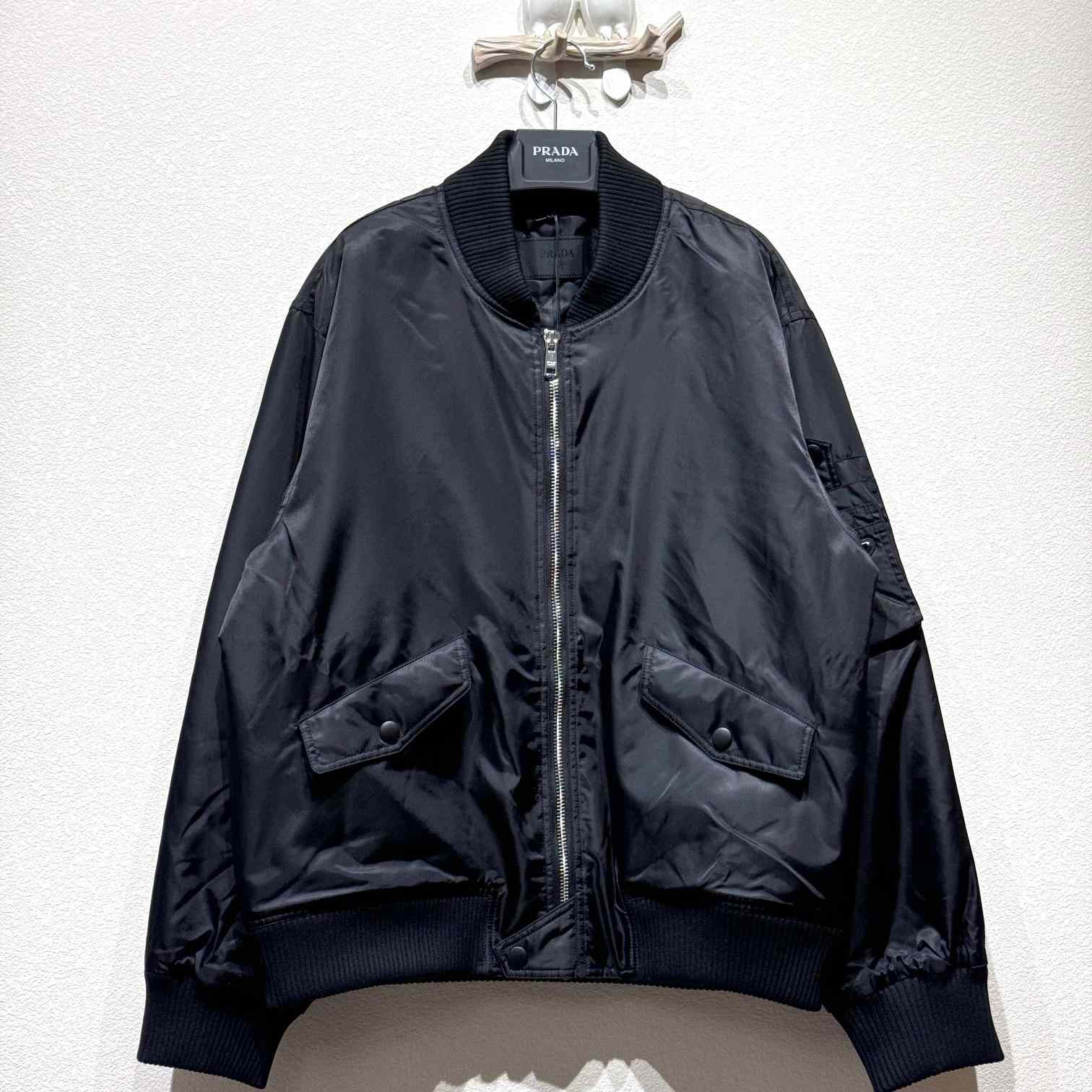Prada Triangle-Logo Zipped Bomber Jacket  - FashionPlug