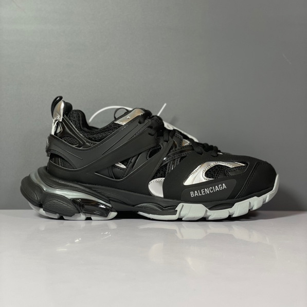 Balenciaga Track Sneaker In Black And Silver Mesh And Nylon - FashionPlug
