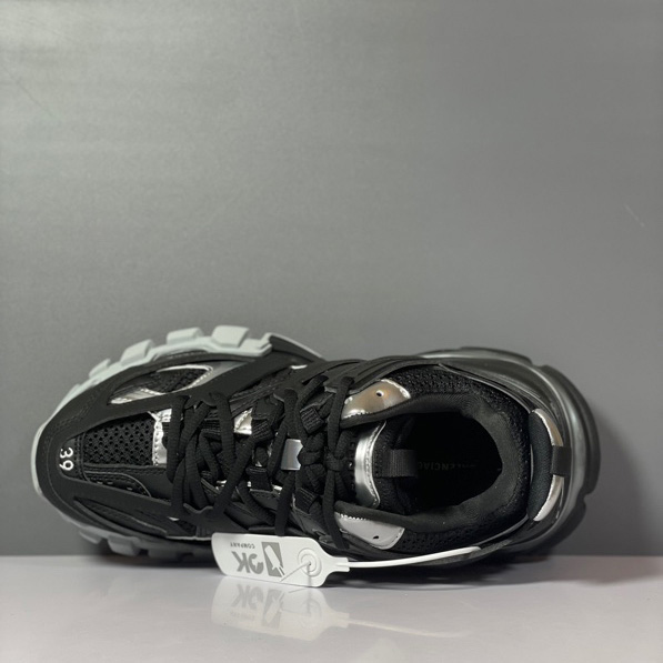 Balenciaga Track Sneaker In Black And Silver Mesh And Nylon - FashionPlug