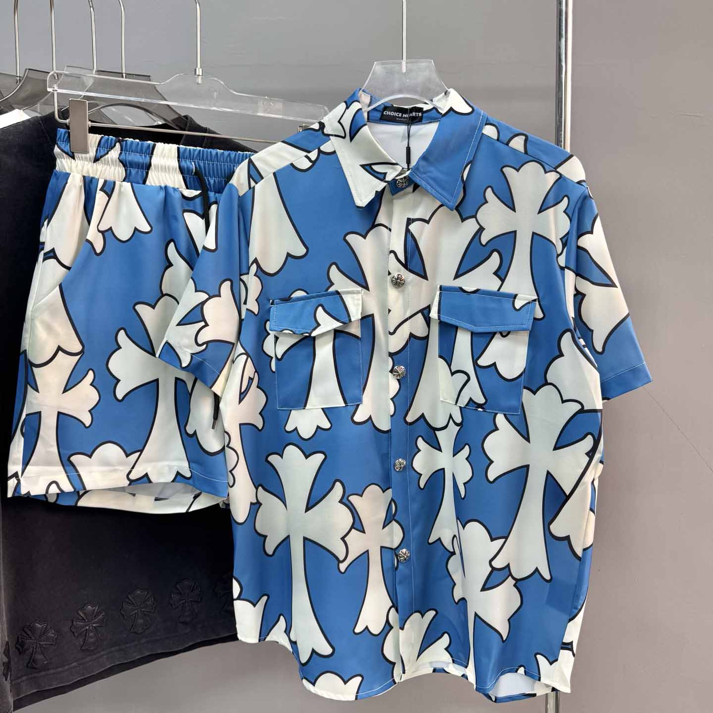 Chrome Heart Shirt & Shorts - FashionPlug