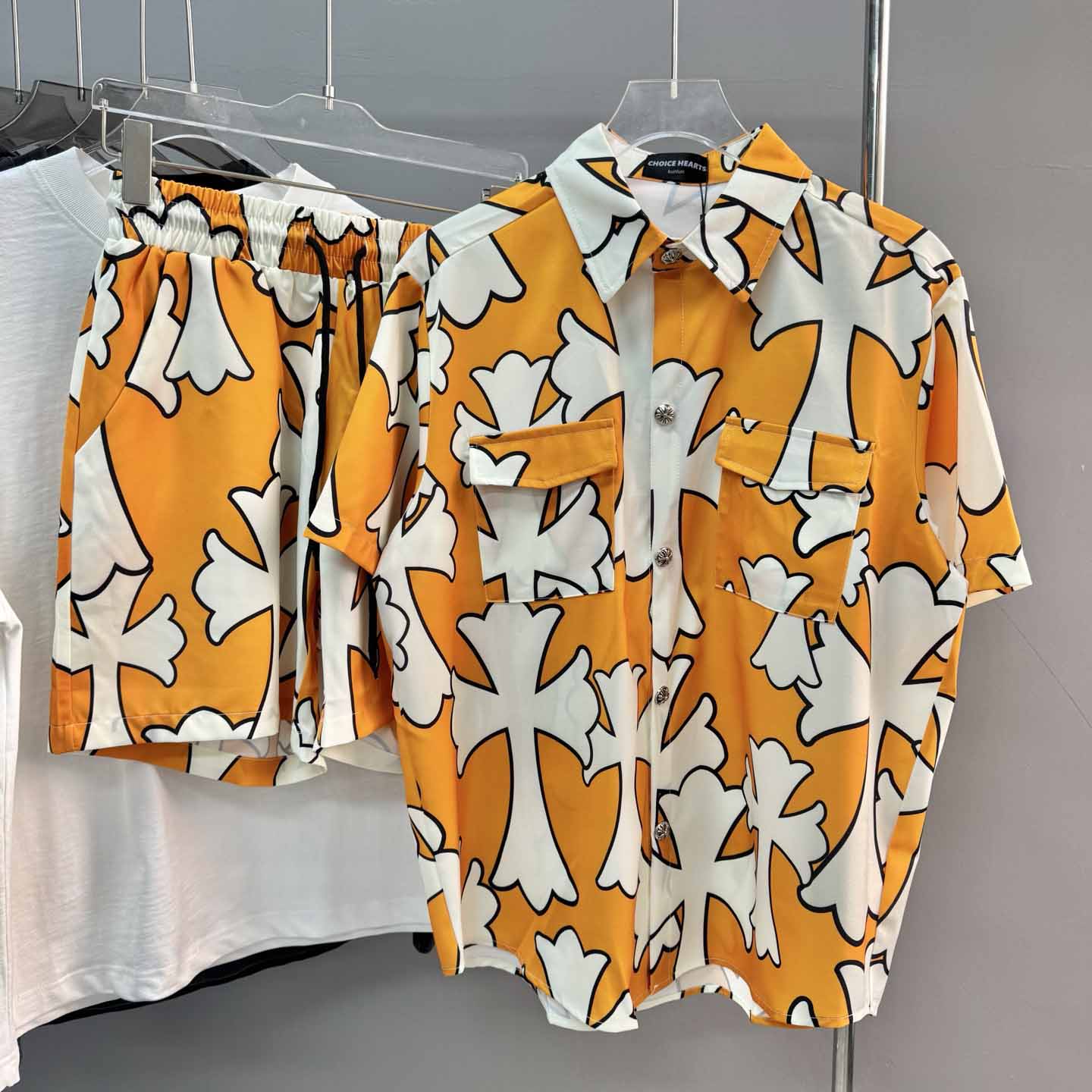 Chrome Heart Shirt & Shorts - FashionPlug
