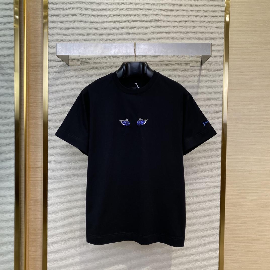 Givenchy T-shirt In Cotton With Cat Eye Embroidery - FashionPlug