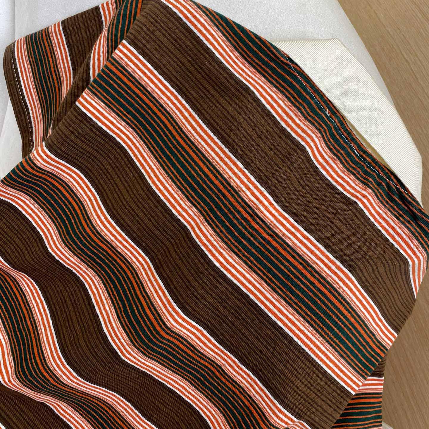 Celine Triomphe Cropped Polo Shirt In Striped Cotton - FashionPlug
