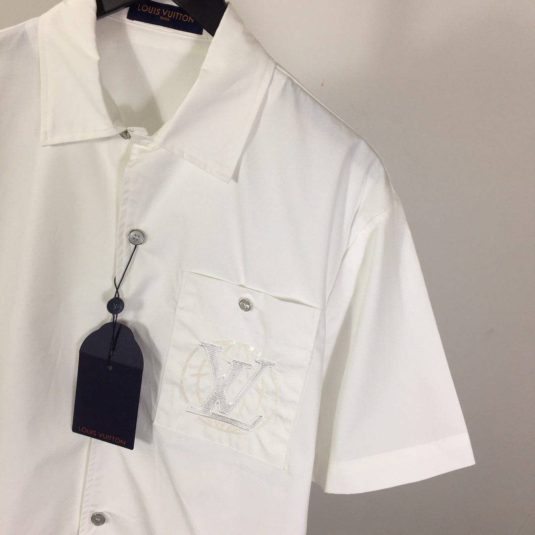 Louis Vuitton Embroidered Short-Sleeved Cotton Shirt    - FashionPlug