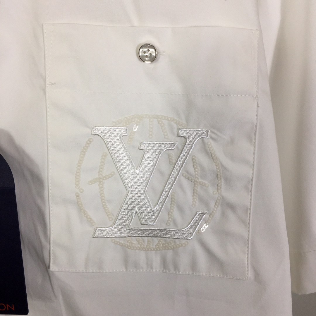 Louis Vuitton Embroidered Short-Sleeved Cotton Shirt    - FashionPlug