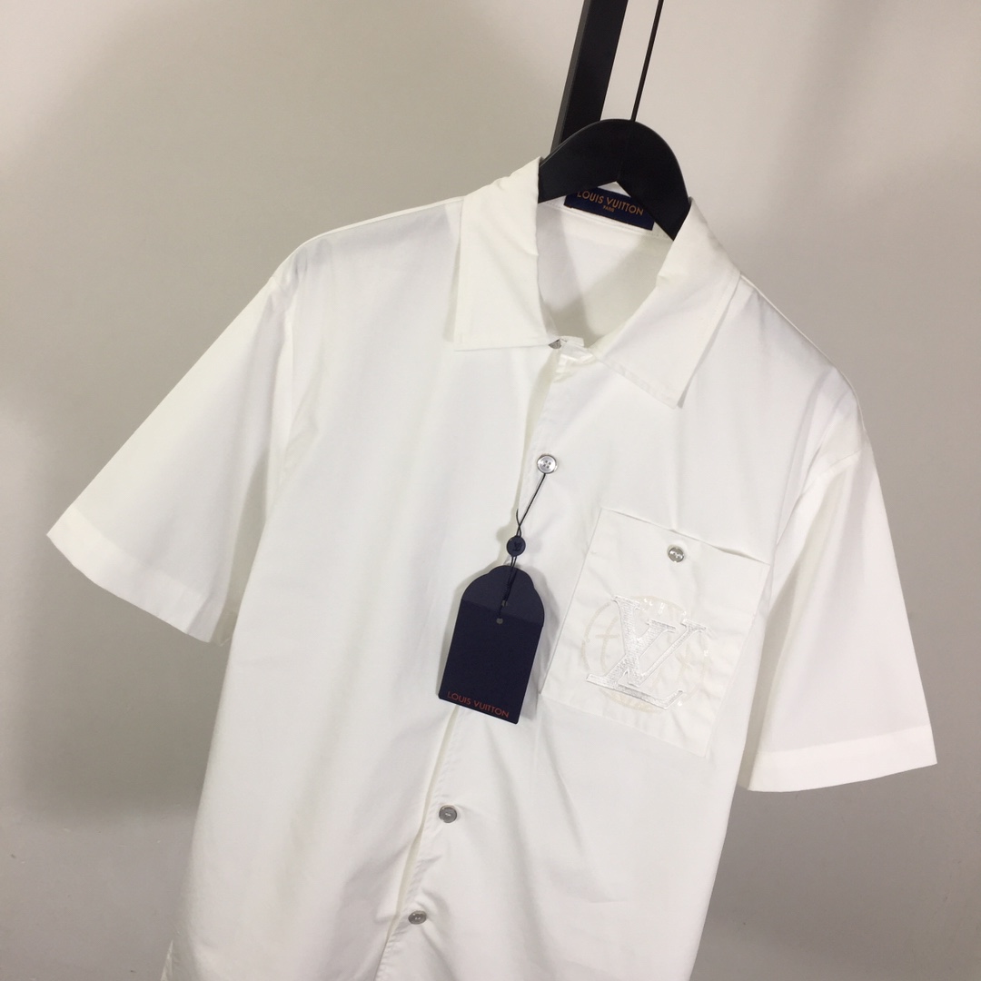 Louis Vuitton Embroidered Short-Sleeved Cotton Shirt    - FashionPlug