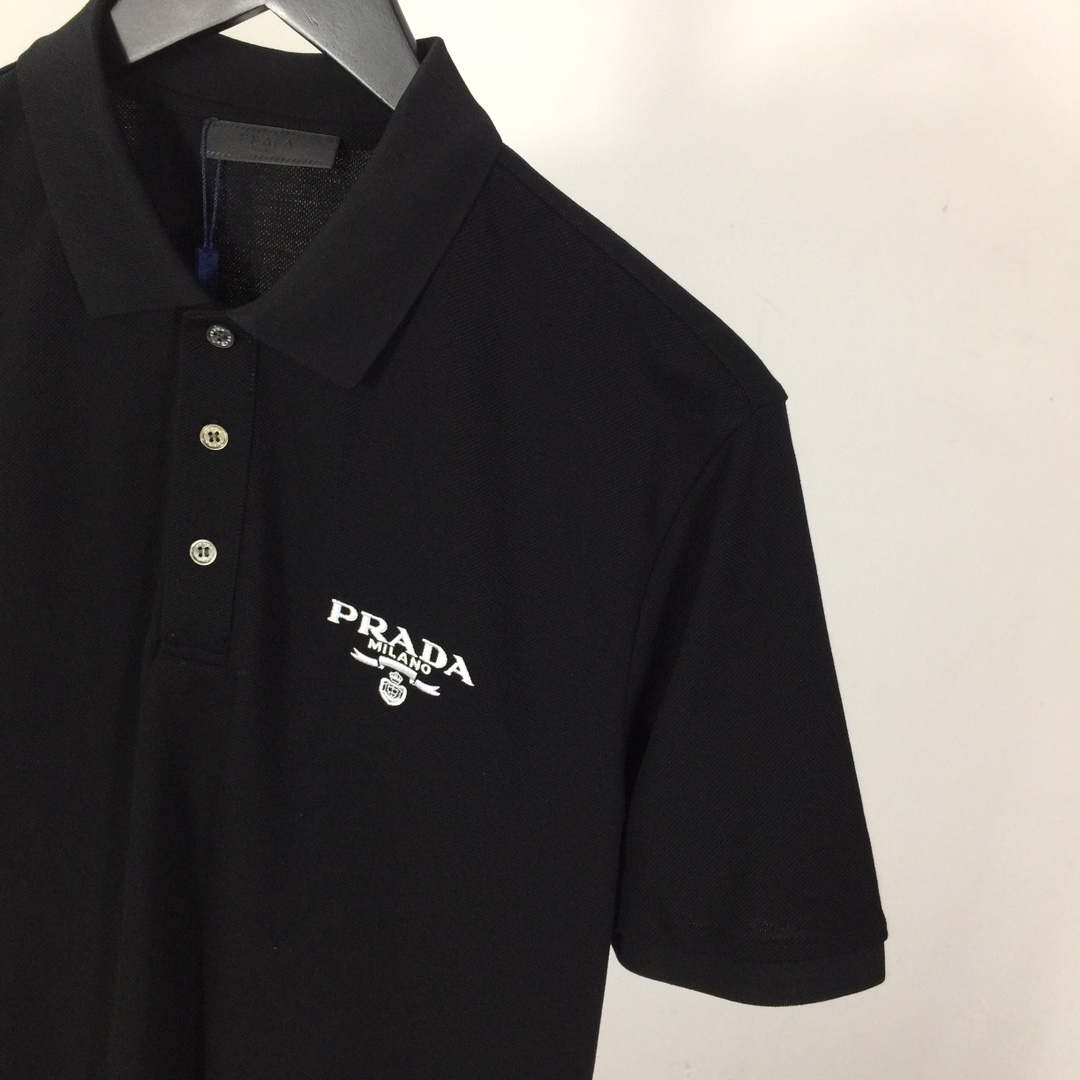 Prada Logo Cotton Polo Shirt - FashionPlug