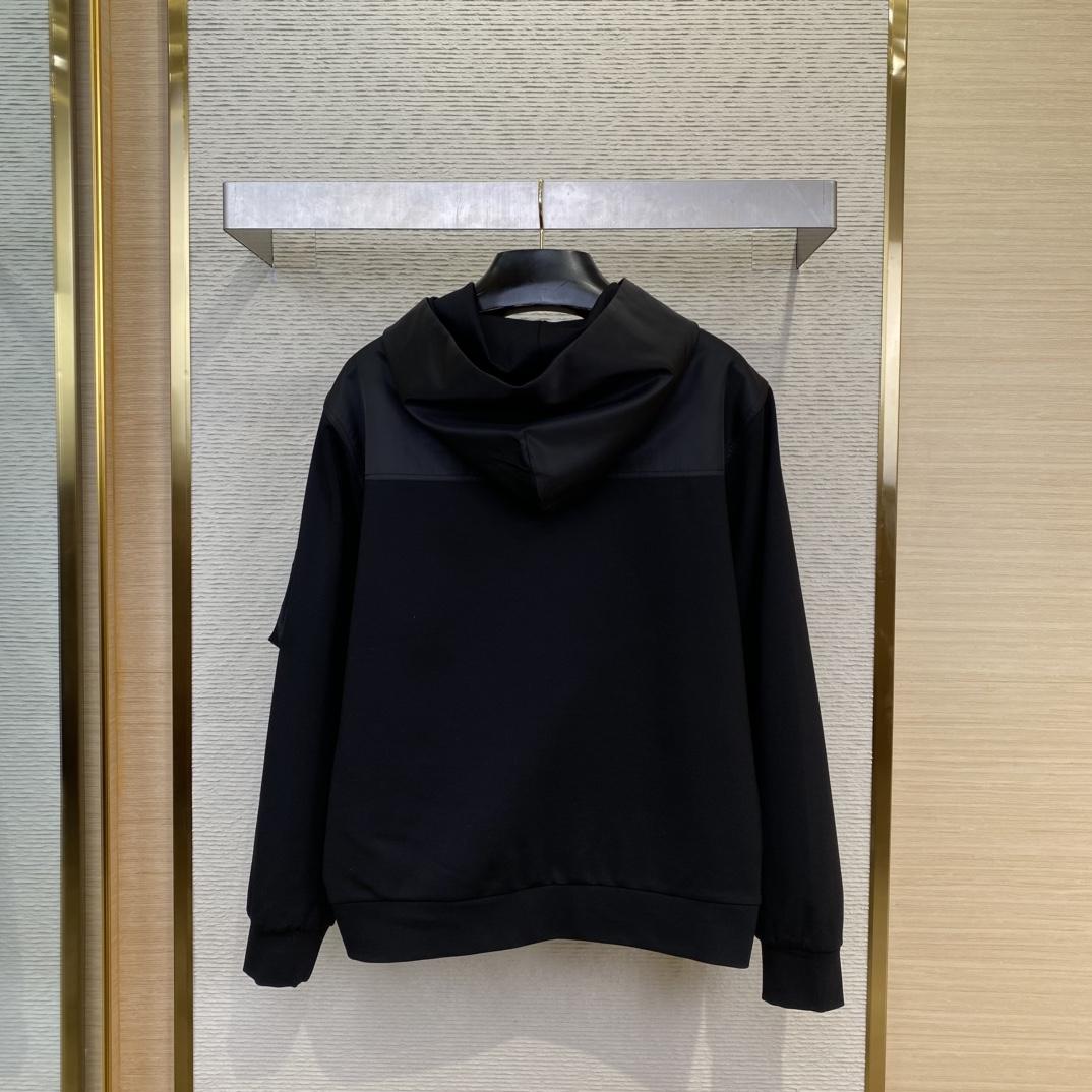 Prada Cotton Fleece And Re-Nylon Hoodie - FashionPlug