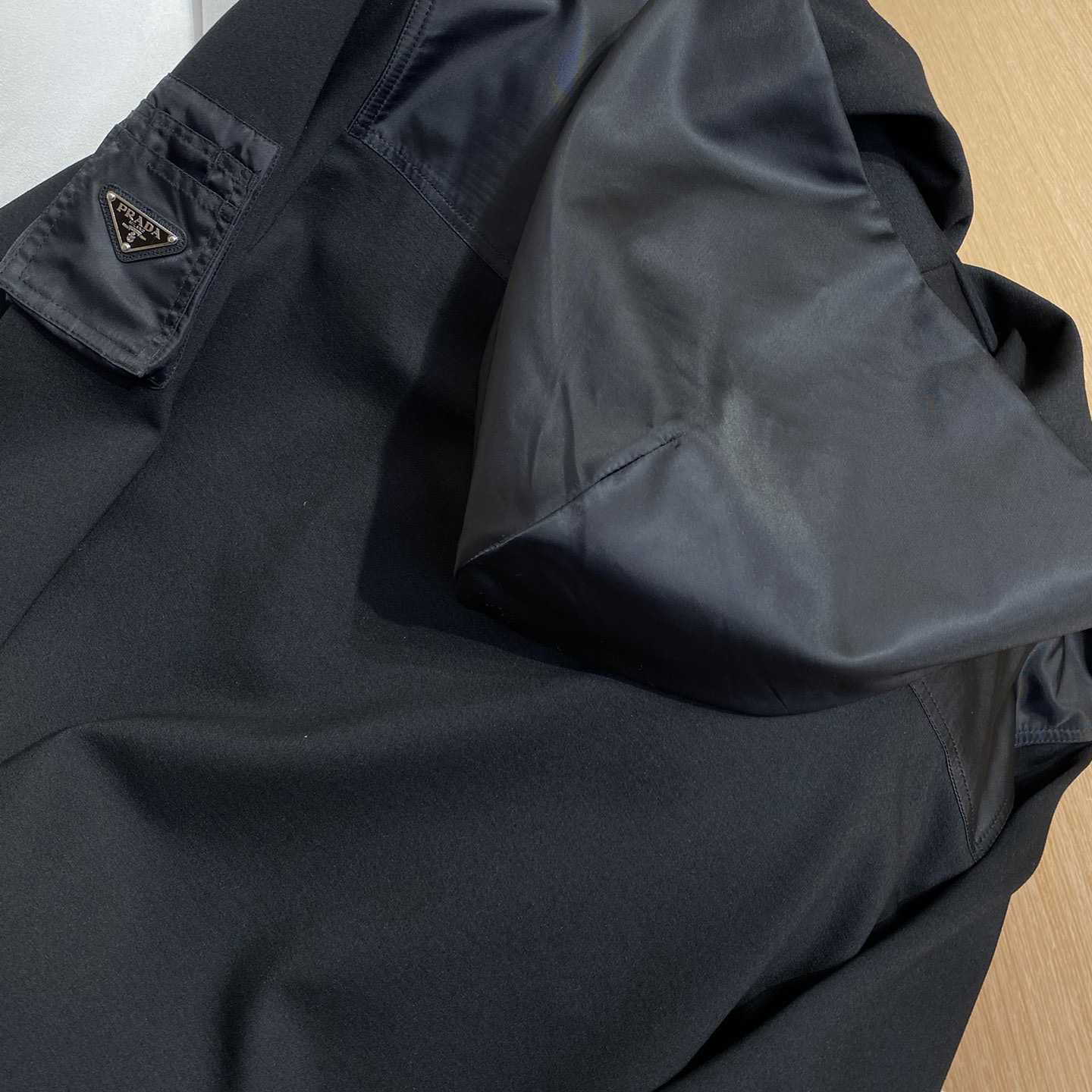 Prada Cotton Fleece And Re-Nylon Hoodie - FashionPlug