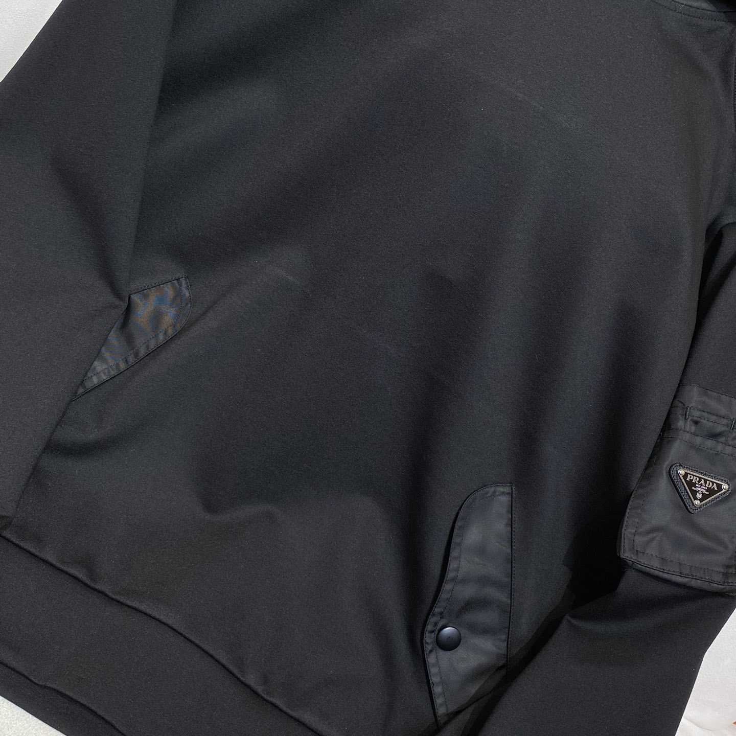 Prada Cotton Fleece And Re-Nylon Hoodie - FashionPlug