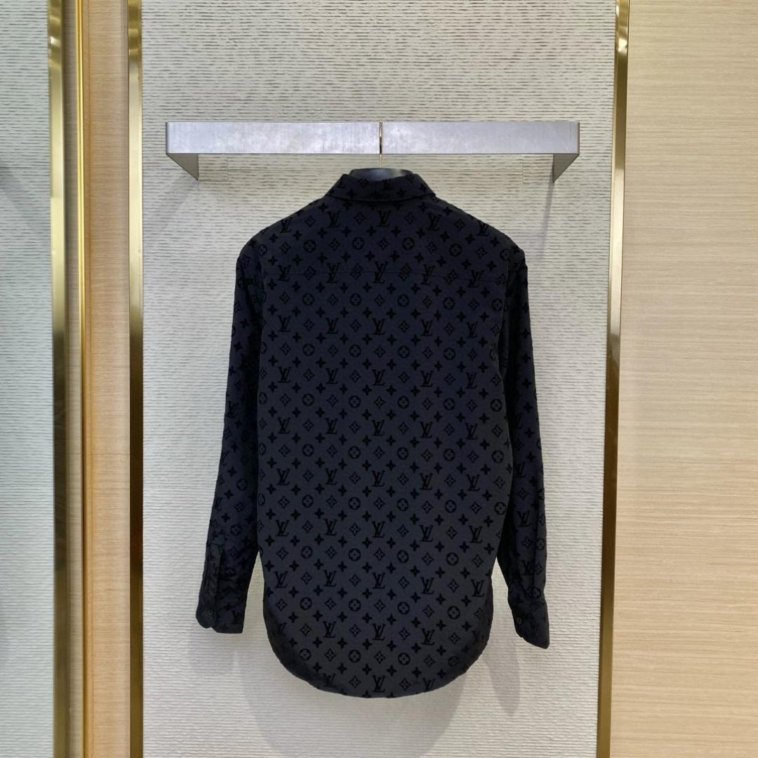 Louis Vuitton Flocked  Monogram Long-Sleeved Shirt - FashionPlug