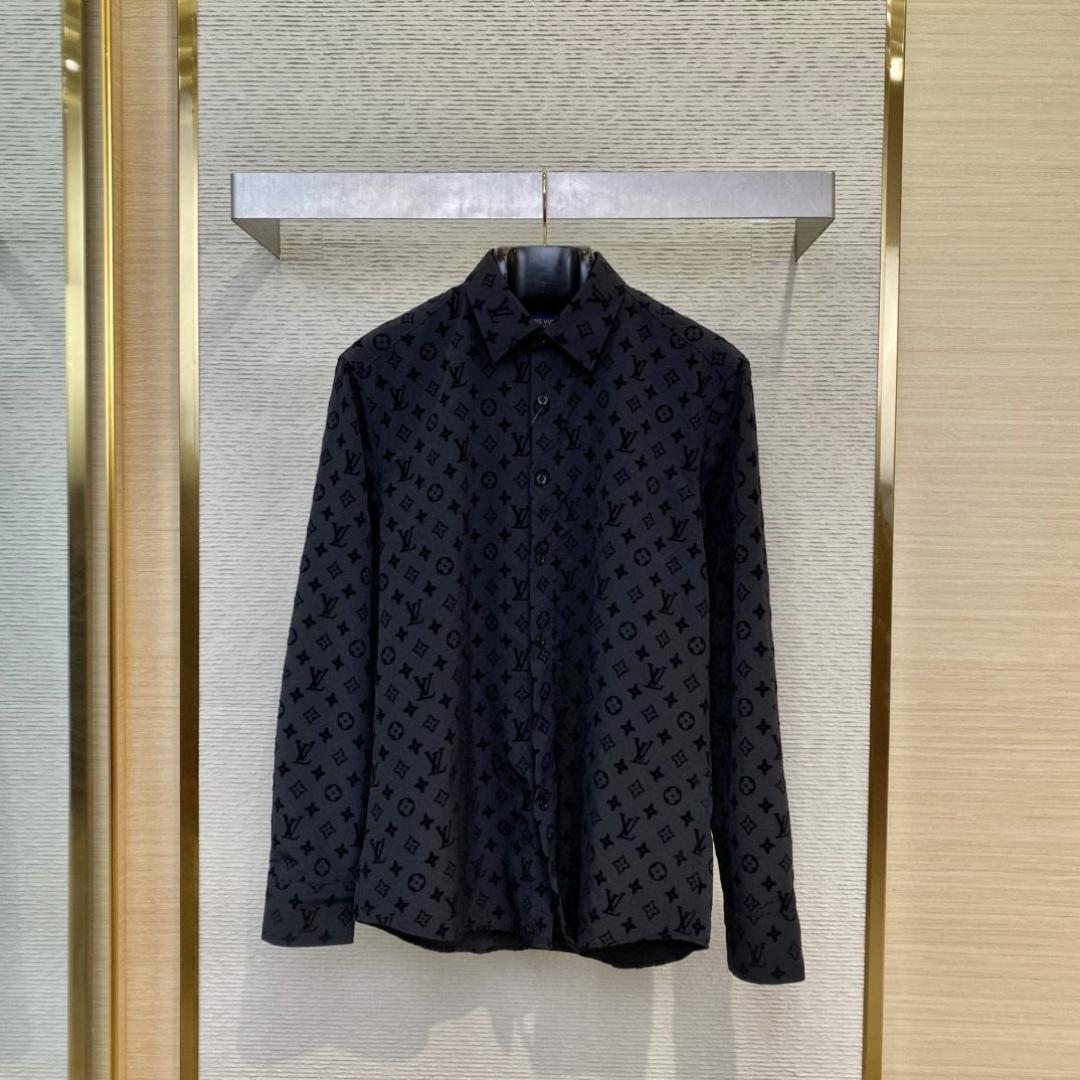 Louis Vuitton Flocked  Monogram Long-Sleeved Shirt - FashionPlug
