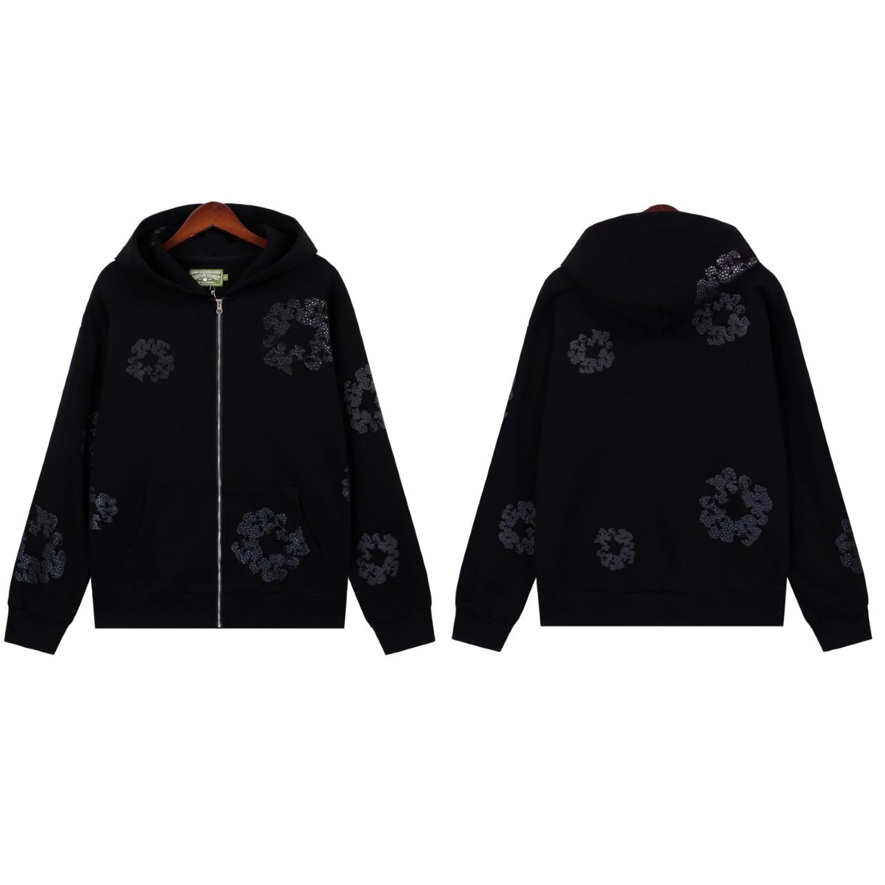 Denim Tears Cashmere Swarovski Cotton Wreath Zip Hoodie - FashionPlug