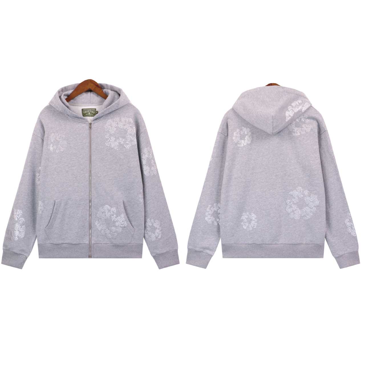 Denim Tears Cashmere Swarovski Cotton Wreath Zip Hoodie - FashionPlug
