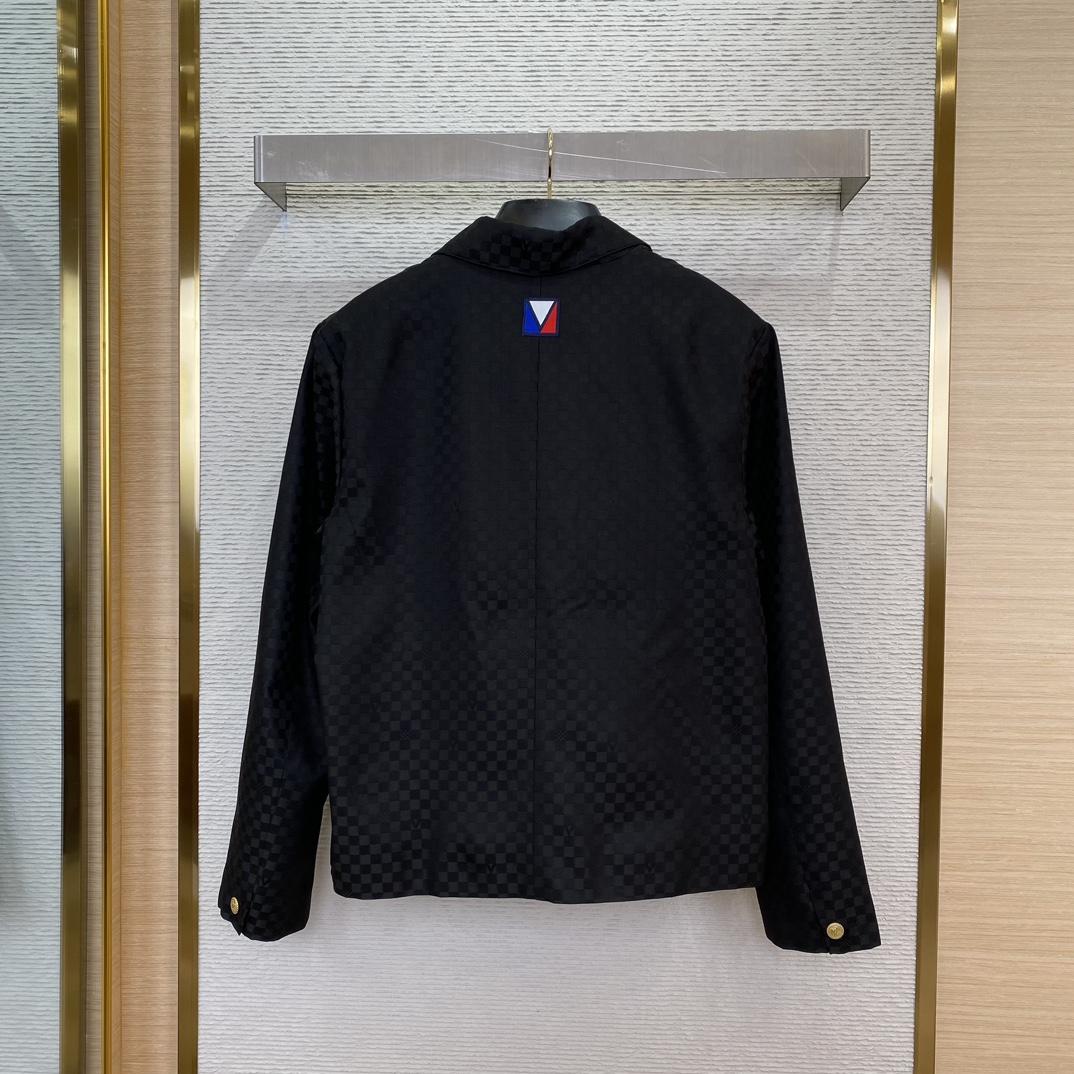 Louis Vuitton Damier Open Collar Wool Overshirt   1AFVNA - FashionPlug
