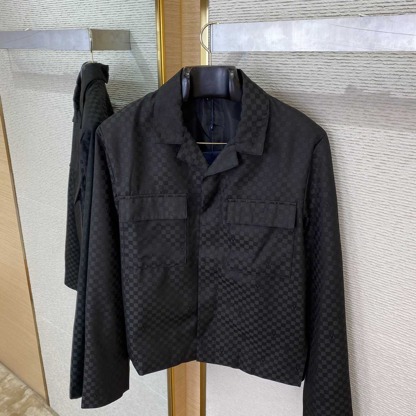 Louis Vuitton Damier Open Collar Wool Overshirt   1AFVNA - FashionPlug