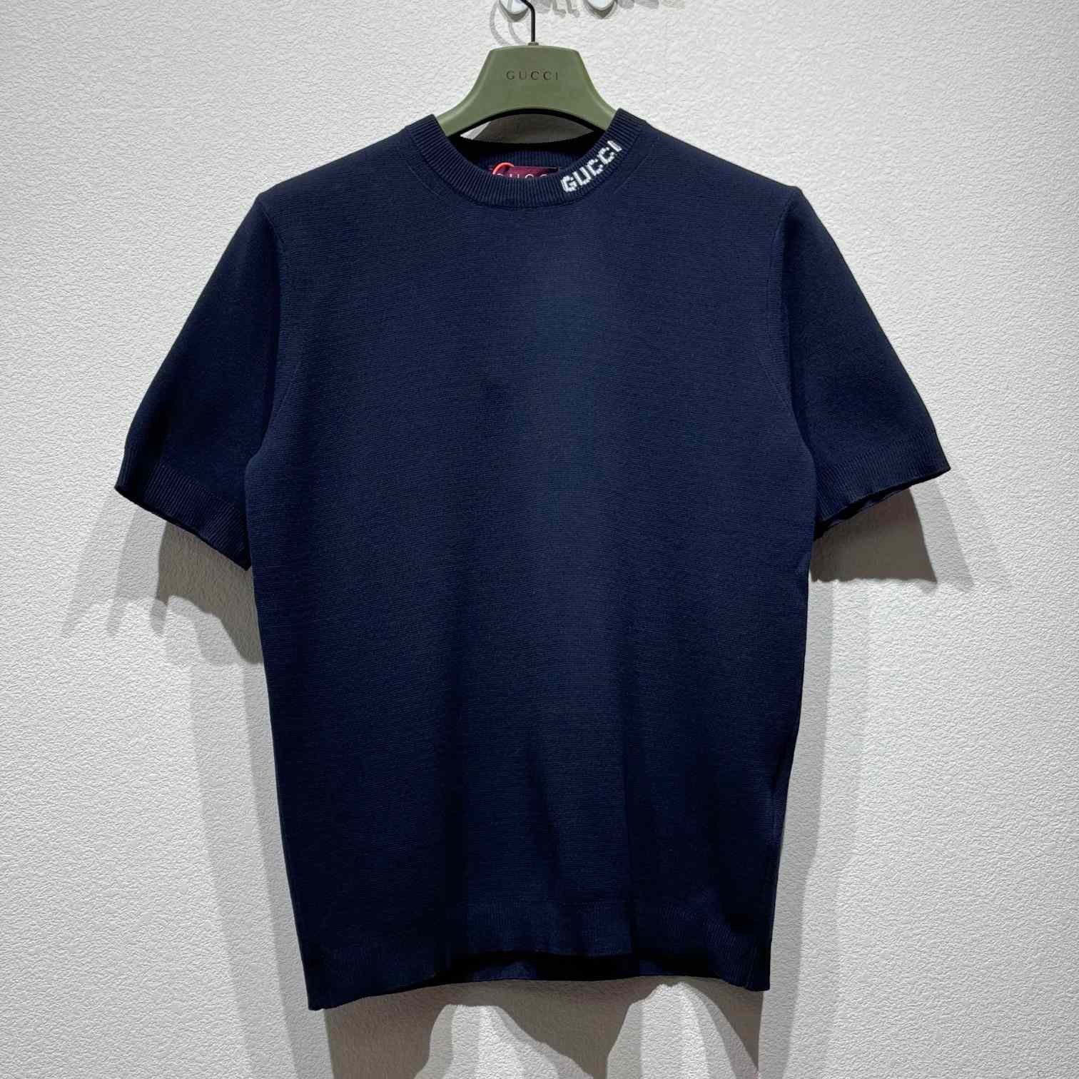 Gucci Silk Cotton T-shirt With Gucci Intarsia - FashionPlug