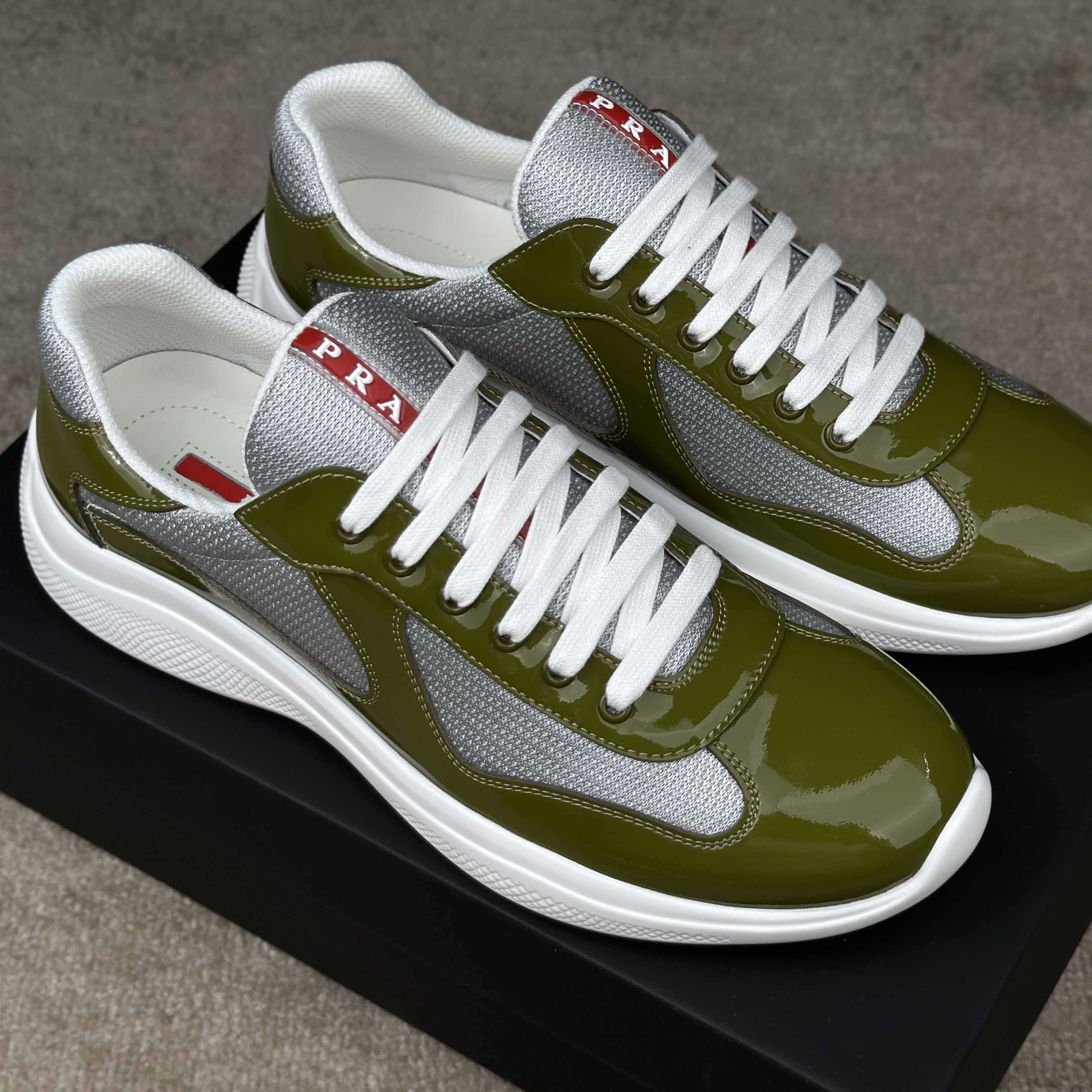 Prada Patent leather And Technical Fabric Prada America's Cup Sneakers - FashionPlug