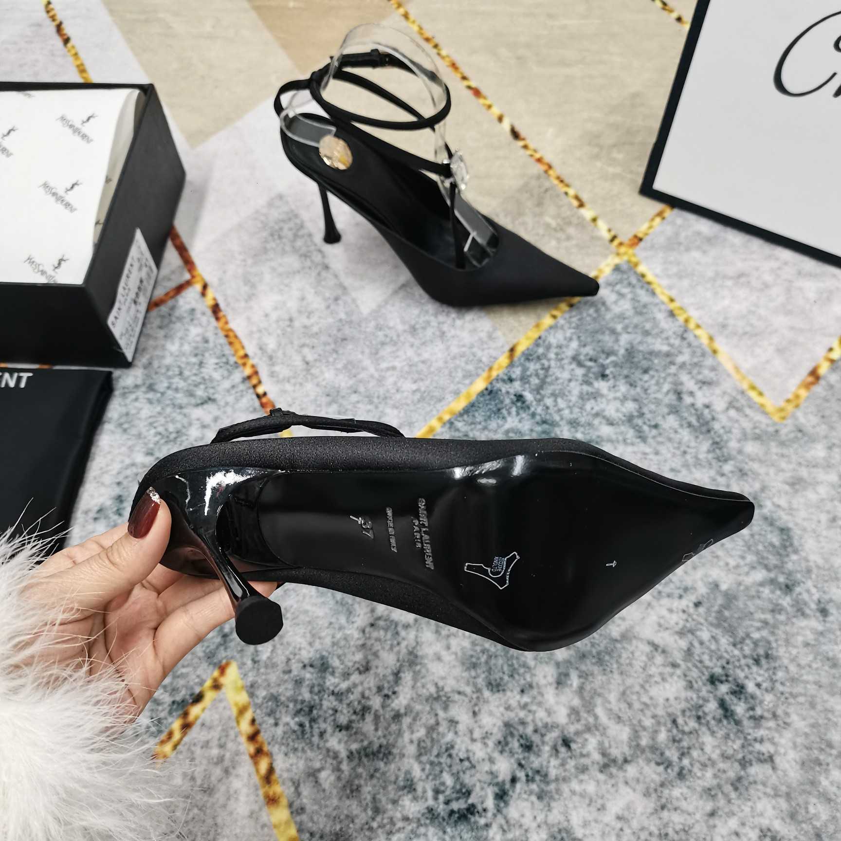 Saint Laurent Harlow Pumps In Satin Crepe And Crystals - FashionPlug