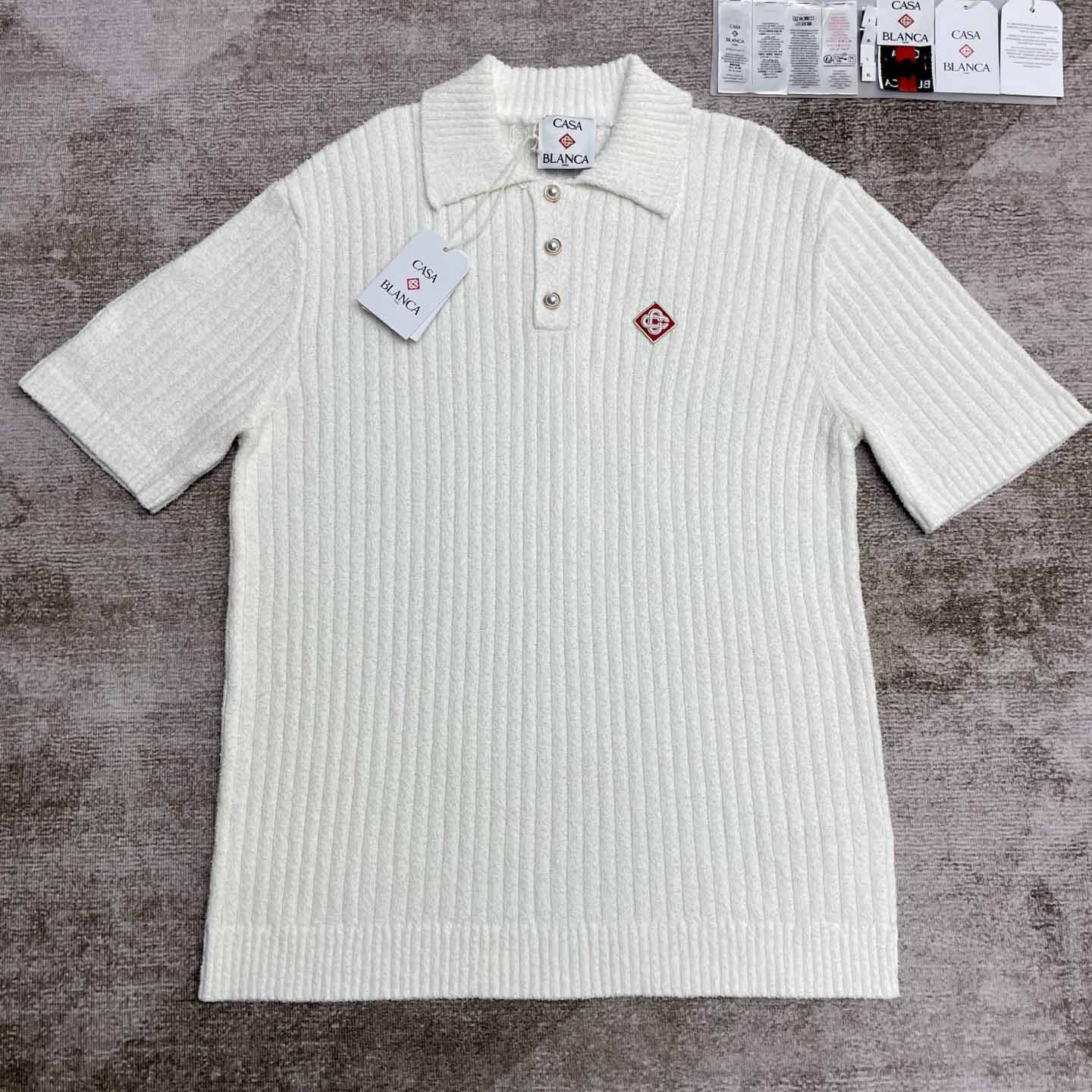 Casablanca Boucle Knit Polo Shirt   D0084 - FashionPlug